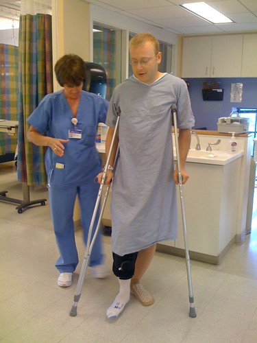 Crutching technique help by nurse