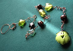 Green Witchy Dangle - a beaded Halloween decoration
