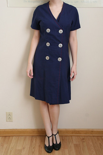  1920s Navy Nautical Double Breasted Dress