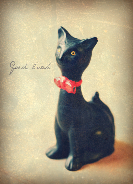 Vintage black cat figure - Good luck 