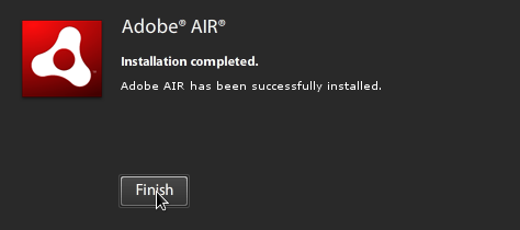 Adobe AIR install complete