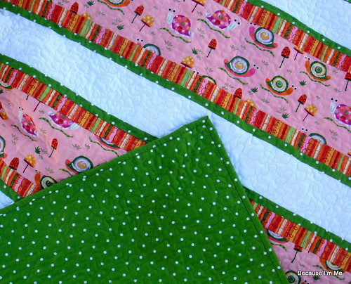 pink orange green quilt front, back