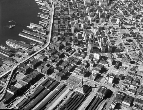 Aerial of downtown, 1958
