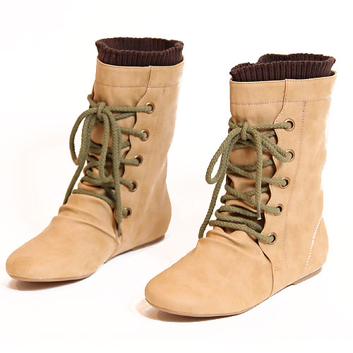 taupe rope tie jungle boots
