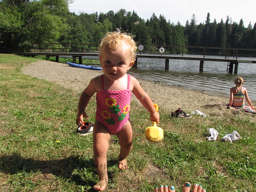 playing at the lake