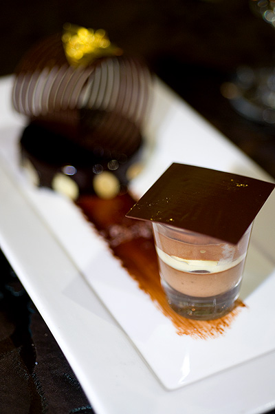 Chef Francois Payard's Palet d'or with hot and cold chocolate, as served at the Four Seasons Bangkok World Gourmet Festival's Gala Dinner