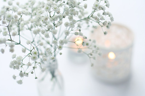 baby's breath and candles
