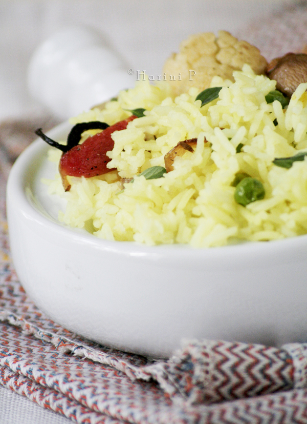 Marjoram flavoured Rice with Grilled Vegetables