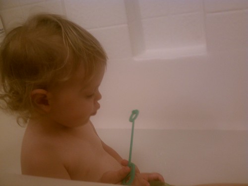 Blowing bubbles in the bath
