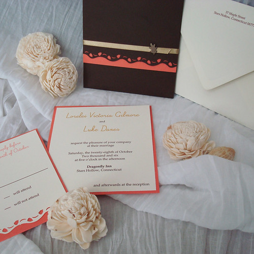 Ivory Orange and Brown Wedding Invitations1