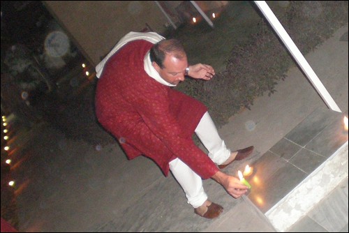 Lighting Diwali Candles