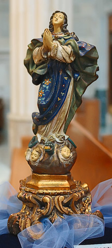 17th century carving, "Immaculate Assumption", made in Luxembourg, from the collection of the Marianum, photographed at the Cathedral of Saint Peter, in Belleville, Illinois, USA
