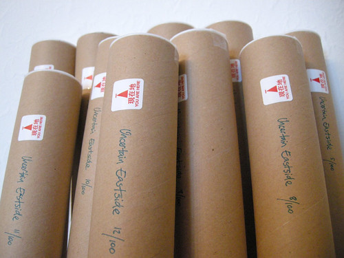 Uncertain Eastside prints tubed up and ready to go