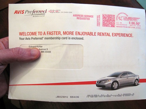 Avis Car Rental Print Spam