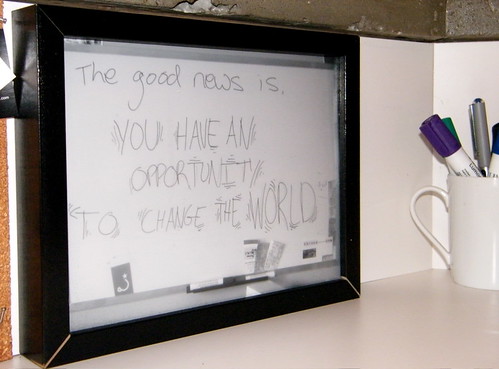 Inspirational words behind the Workspace reception desk