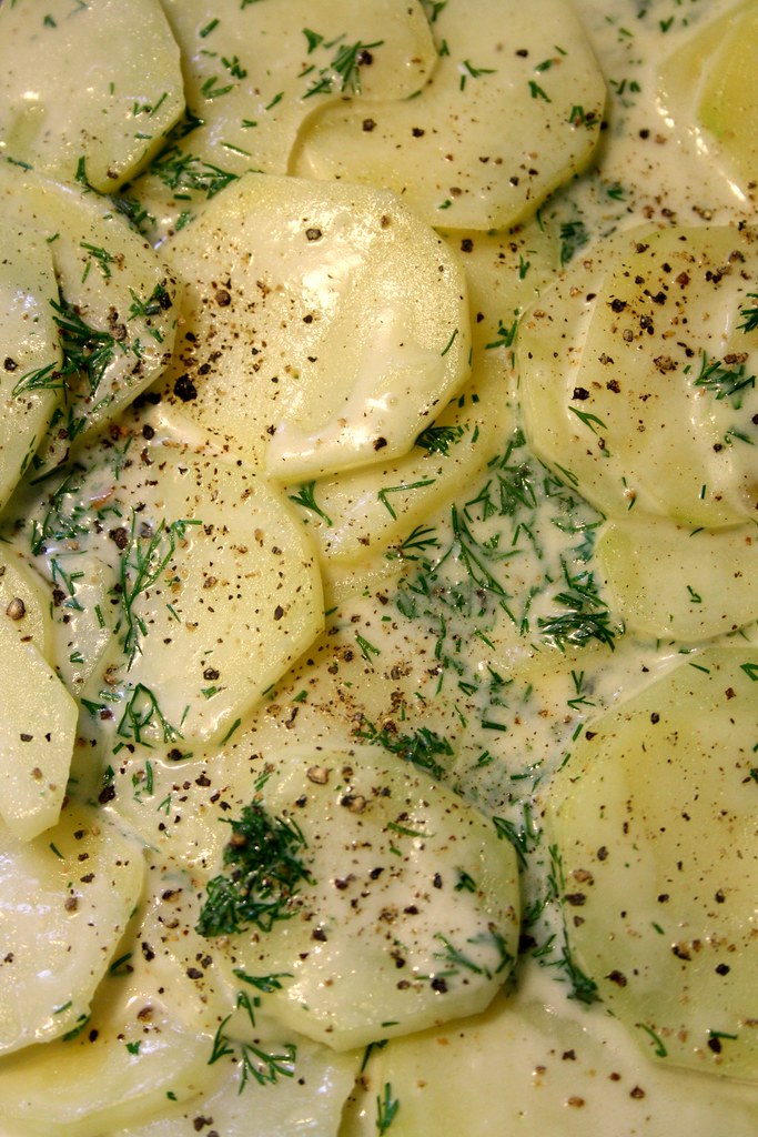 Gratin Dauphinois ready for the oven