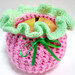 Crocheted Apple Cozy Sweater Wrapper Jacket - Pink with Green Frills by melbangel