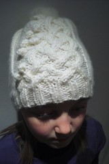 M's white pompom hat