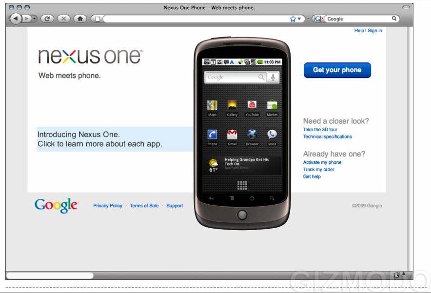 Google Nexus One Leaked Screenshot