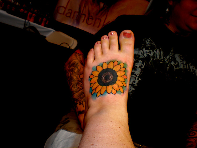 Sunflower Tattoo At Boston Tattoo Convention. Boston Tattoo Convention