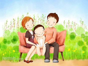 Lovely_illustration_of_Happy_family_on_sofa_wallcoo.com