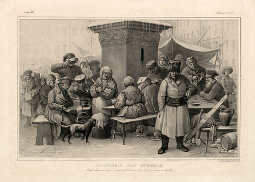 007-Reparto de sopa en un comedor de beneficencia- Varsovia 1841-Album de dibujos de Varsovia- Piwarski