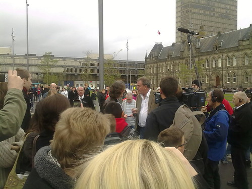 Clarkson and  May filming Top Gear at MIMA in Middlesbrough