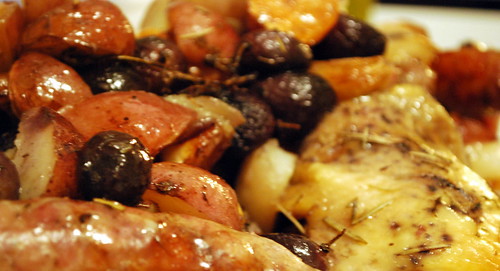 Autumn Roasted Chicken and Sausages with Balsamic Drizzle