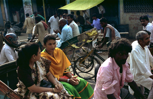Street scene from a rickshaw, 1993 pilgrimage to Lord Buddha's 8 holy places,1993, Kusinara, India, by Wonderlane