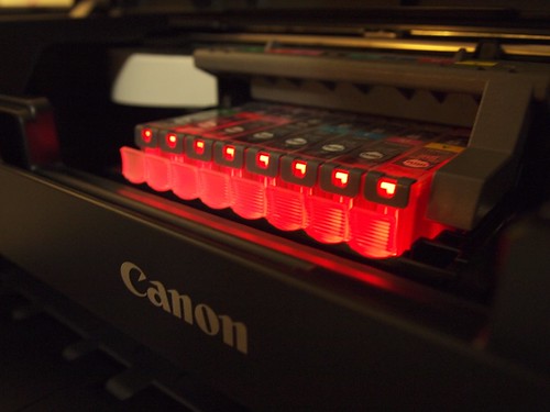 Glowing RedCanon Ink Cartridges