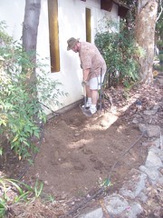 Digging trench in cultivated bed