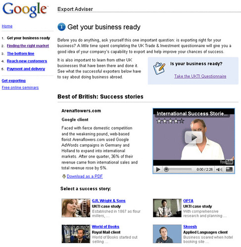Google Export Adviser website