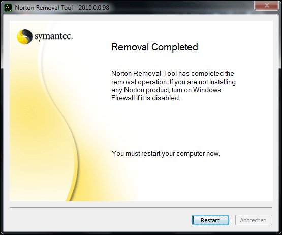 Norton Removal Tools - Schritt 6: Norton Software Dateileichen entfernen