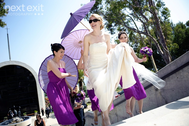 pepperdine wedding purple parasols
