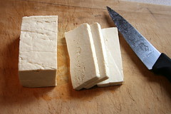 slicing the tofu