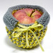 Crocheted Apple Cozy Sweater Wrapper Jacket - Yellow and Grey with Collar by melbangel
