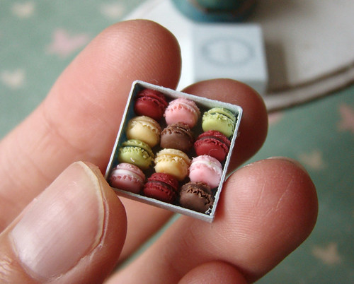 Miniature Dollhouse Food - Tiny Miniature Macaron Box