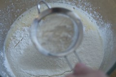 Add sifted flour to bowl 2 