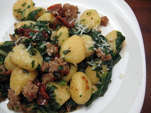 Gnocchi with Sausage, Chard and Sundried Tomatoes
