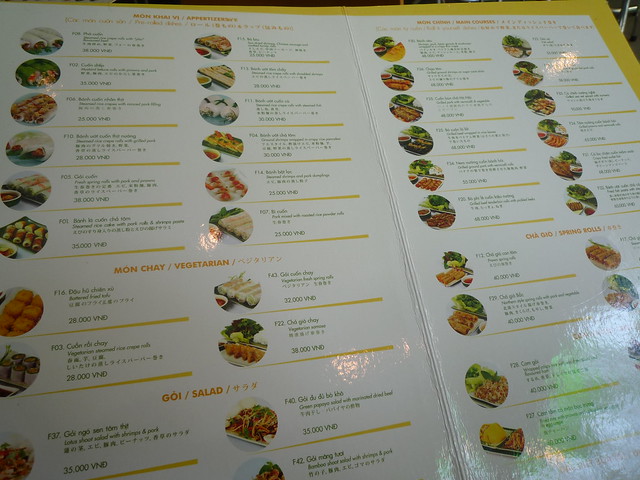 Menu from "Wrap and Roll"