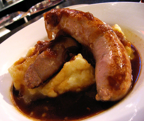 Bangers and Mash, a traditional dish. Comfort food indeed.