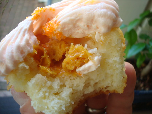 Inside of Peach Cupcake from Cupcake Luv