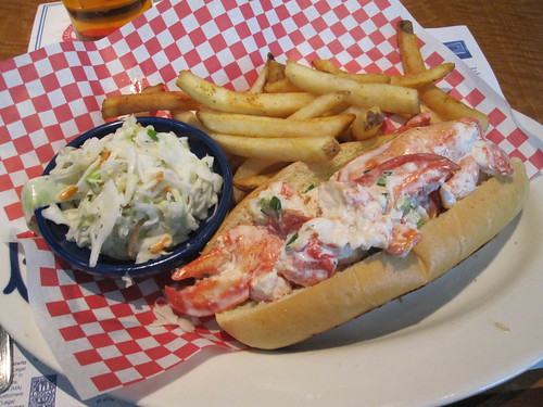Lobster rool with coleslaw and fries at Legal Sea Food