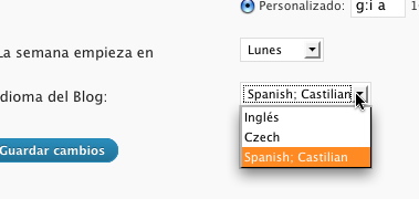 Seleccionando idiomas en WordPress MU