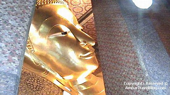 The Head of the Reclining Buddha at the Wat Pho 
