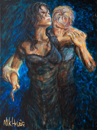 Romantic painting of lovers-nik helbig