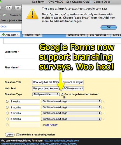 Branching surveys in Google Forms