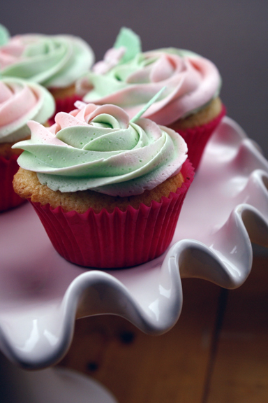 double colour rosette topped garden cupcakes