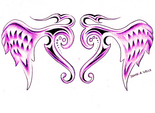 Tribal Winged Heart Tattoo by Denise A Wells tattoo drawings