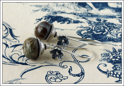 Gemstone & silver earrings